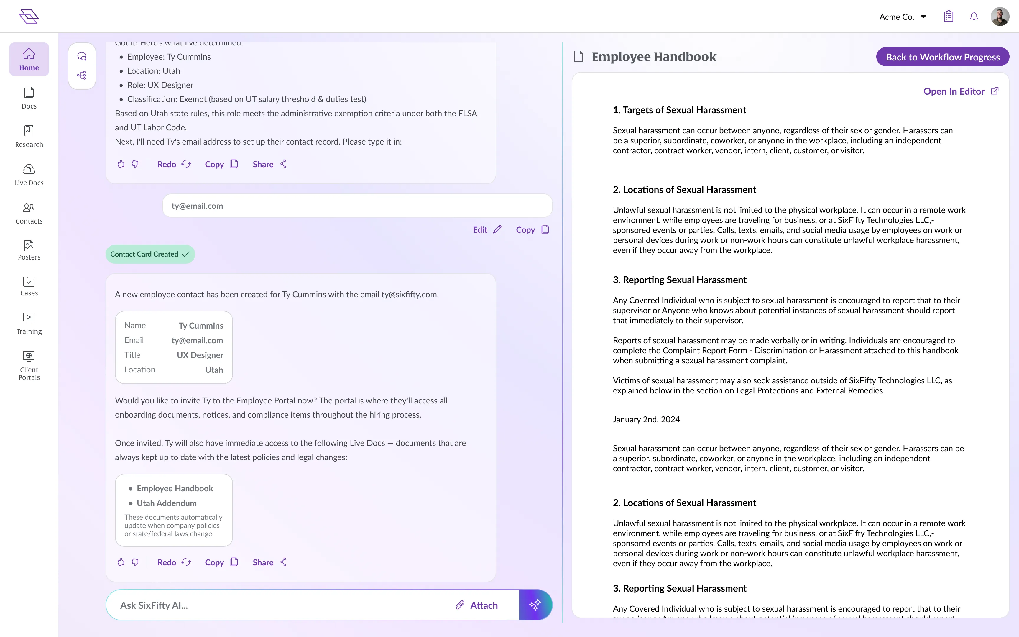 AI Workflows running a new-hire onboarding
